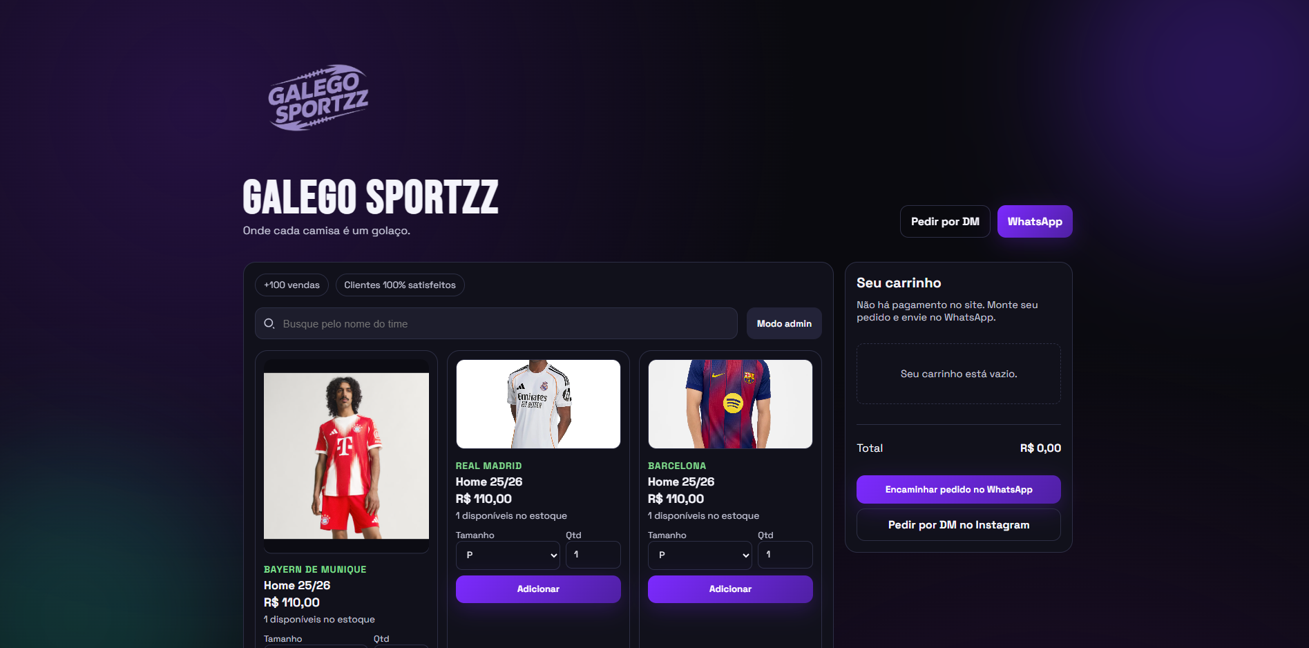 Prévia do projeto Loja Galego Sportzz